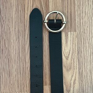 Elegant Black Belt with Gold Buckle